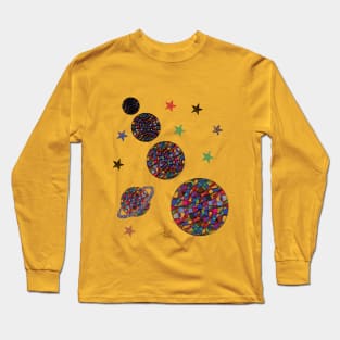 geometric digital abstract art of solar system Long Sleeve T-Shirt